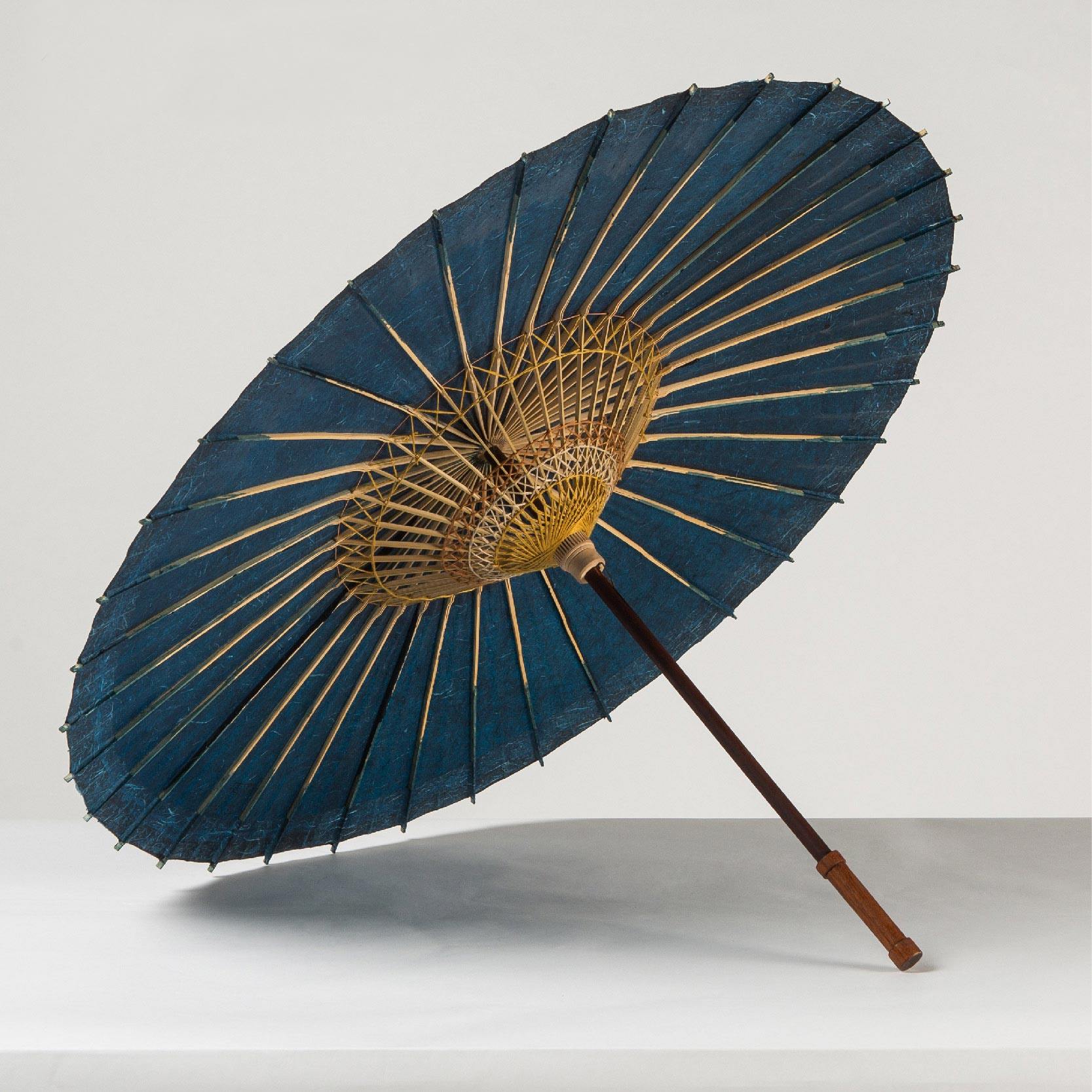 非遗作品油纸伞纯手工传统余杭油纸伞蓝色 预售