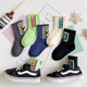 儿童袜子秋冬季韩版带字母街头潮流嘻哈风男女童中筒学生运动棉袜
