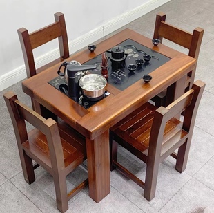 老船木小户型阳台茶桌椅组合实木办工茶客厅几家用简约小型桌台茶