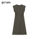 gcrues2024新款显瘦飞飞袖连衣裙夏季设计感气质无袖长裙女春夏装
