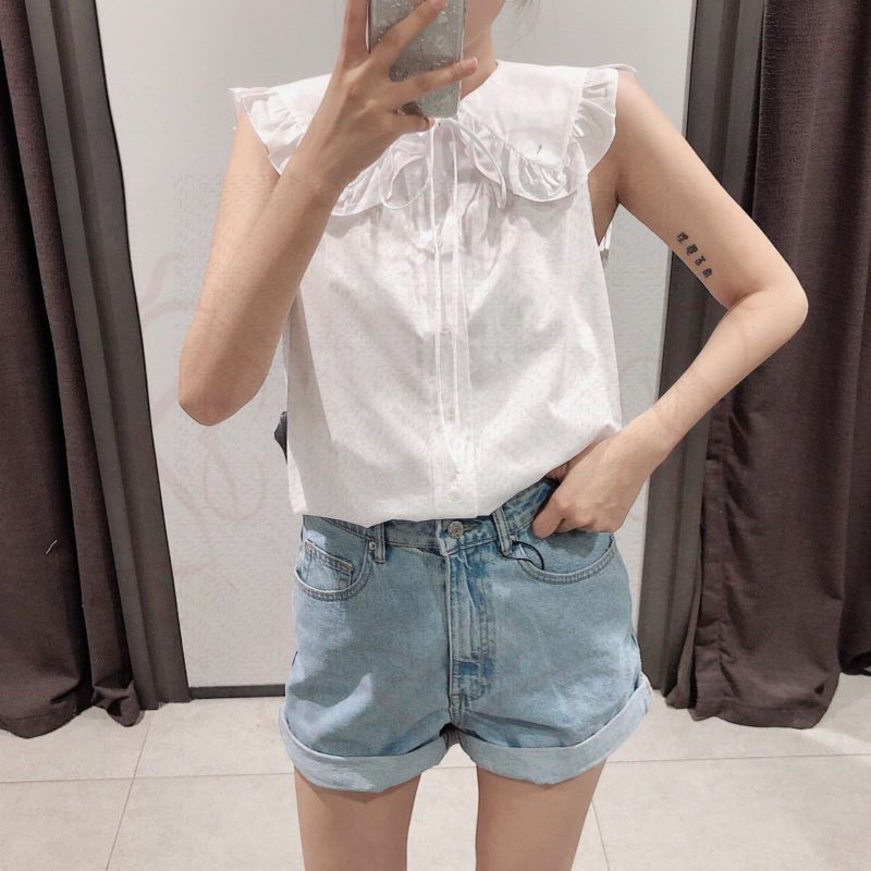 Shopping Versatile Sleeveless shirt Easy Korean Edition Small round Lapel Baby unlined upper garment jacket 7672648 Solidin the Women's clothing/Boutique , Shirt category - from Buy2taobao.com to provide professional Taobao agent buy service