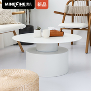 Maifan Nordic simple combination coffee table round iron tea table modern small apartment living room white light luxury round table
