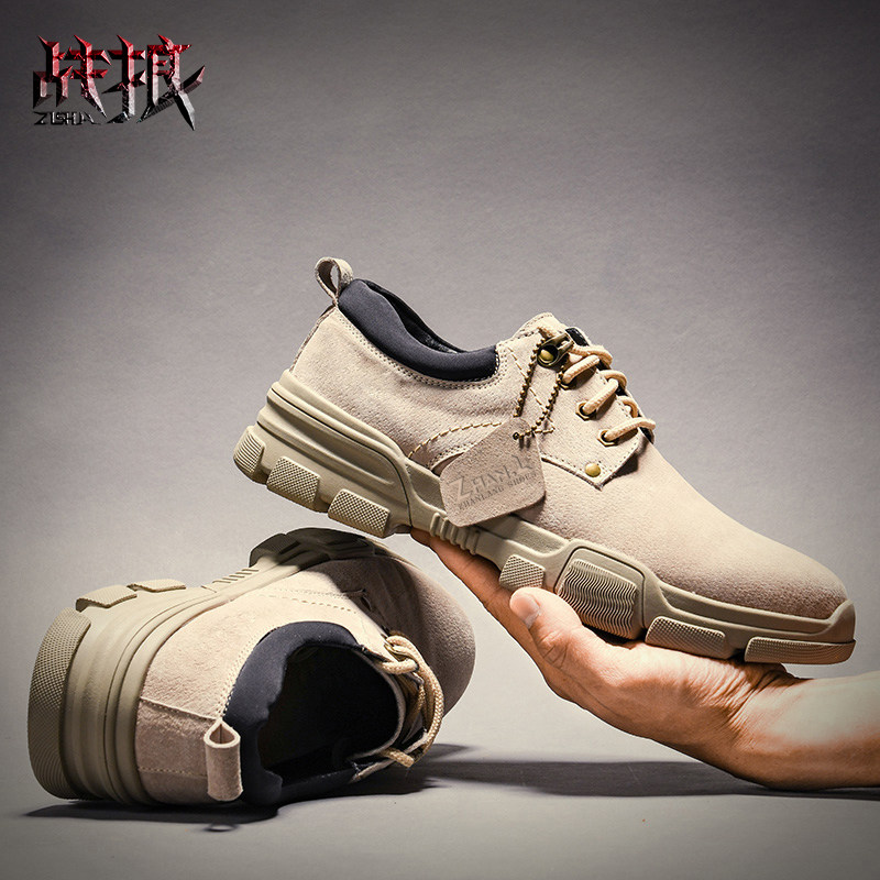 战狼男鞋夏季男士工装真皮韩版百搭皮鞋休闲鞋男马丁潮鞋英伦板鞋