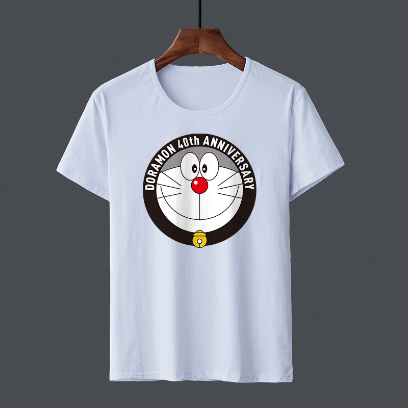 comic periphery Doraemon head portrait 40 Anniversary english personality customized printing pure cotton Short sleeved Boys and girlsin the Men's clothing, T-shirt category - from Buy2taobao.com to provide professional Taobao agent buy service