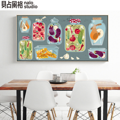 厨房的秘密 现代简约餐厅装饰画巨幅单幅小清新饭厅挂画蔬菜水果