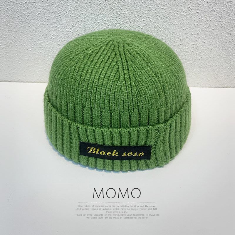 8月销3件韩国绿色针织男街头潮流氓瓜皮帽点击查看:氓聧掳氓掳录价格