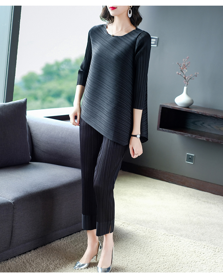 七分裤女夏季薄款宽松三宅一生褶皱女裤九分萝卜百褶阔腿休闲裤子