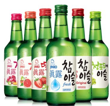 韩国进口 真露竹炭酒原味 草莓葡萄柚子李子烧酒清酒360ml*20瓶装