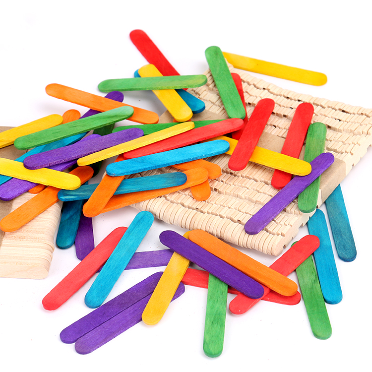 拼装雪糕棍儿童创意diy制作装饰品彩色幼儿园环创辅料原木冰糕棒