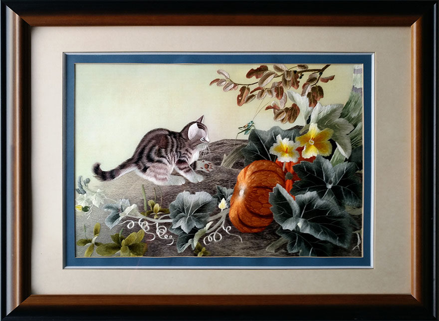苏绣世家《猫趣》钱菊凤大师工作室作品
