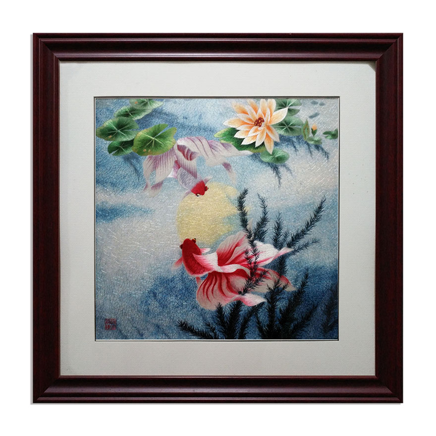 苏绣世家《金鱼》钱菊凤大师作品