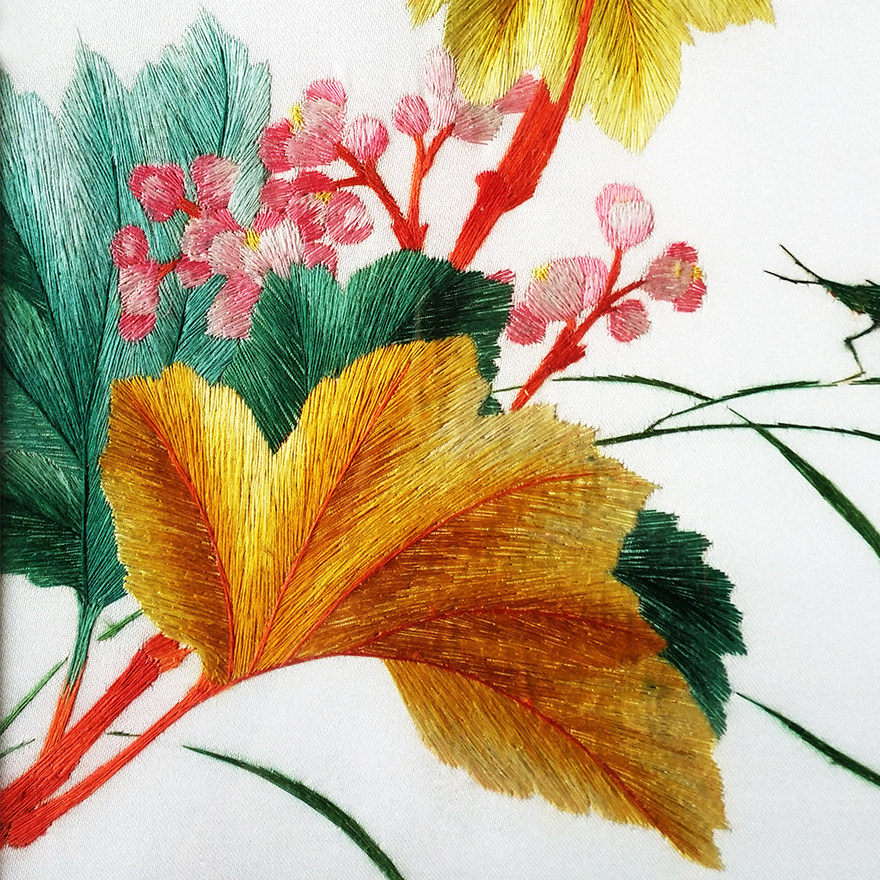 苏绣世家纯手工真丝《兰花图》钱菊凤大师工作室作品