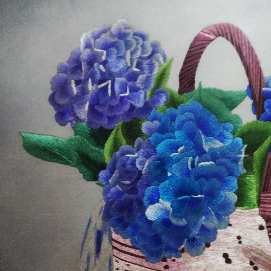 苏绣世家《绣球花》钱菊凤大师工作室作品