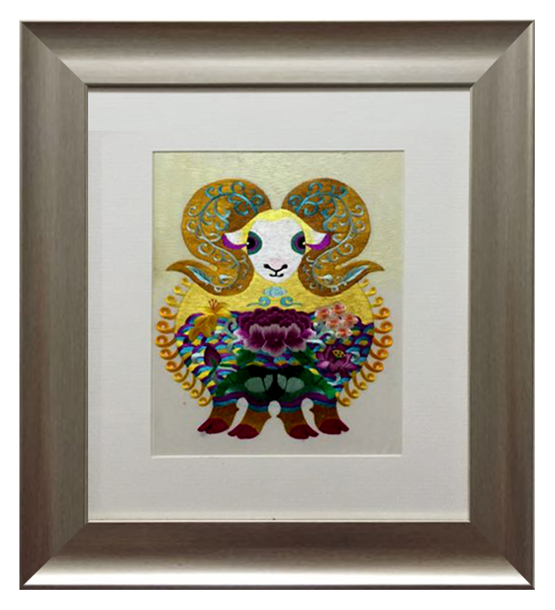 苏绣世家《卡通羊》钱菊凤大师工作室作品
