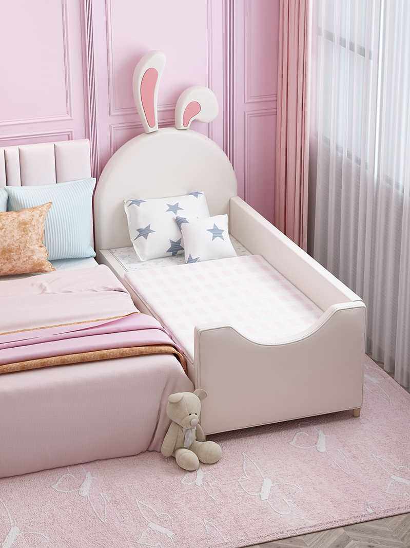 高档床加宽拼接神器儿童床婴儿女孩公主床宝宝实木无甲醛兔子大人