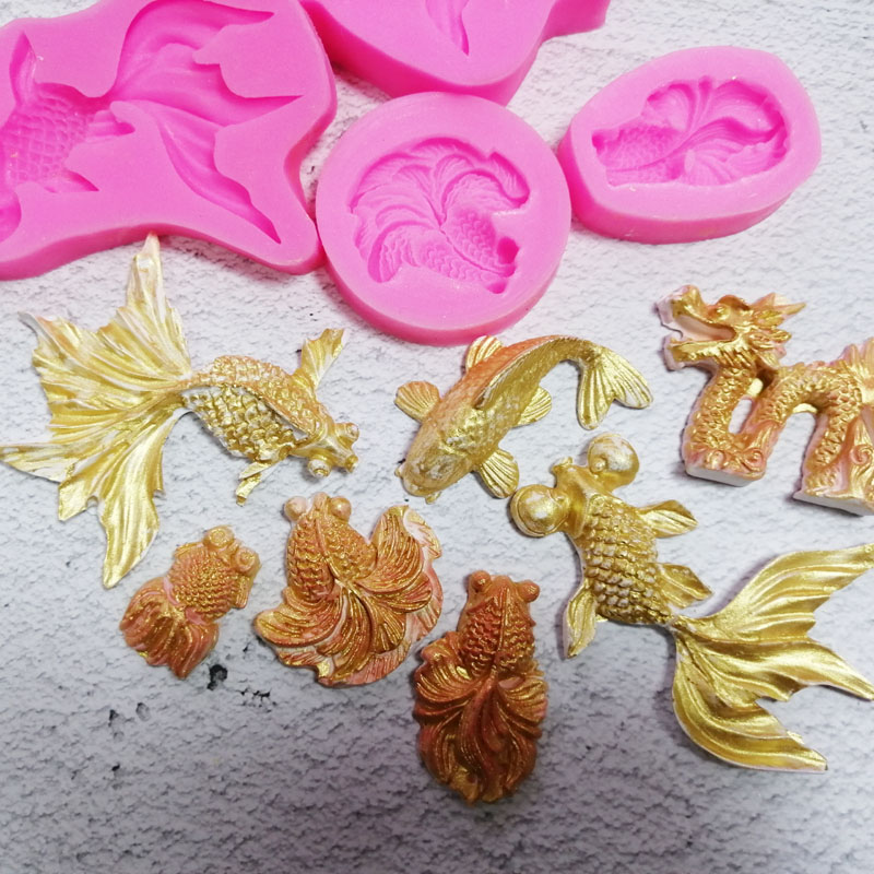金鱼鲤鱼翻糖硅胶模具中国风祝寿小鱼儿装饰巧克力烘焙模具