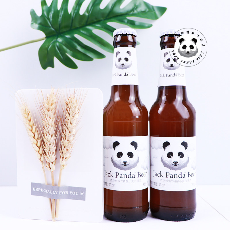 杰克熊猫精酿小麦白玫瑰啤酒275ml24瓶整箱装经典37度开全国包邮