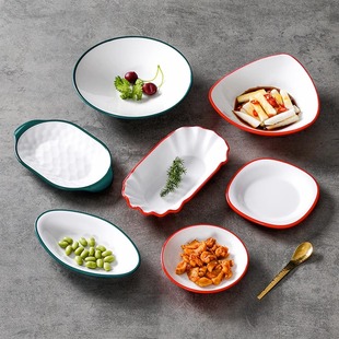 密胺餐具盘子商用仿瓷小吃盘创意咸菜碟凉面凉菜盘子餐厅小菜餐盘
