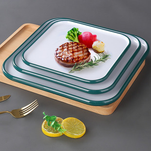 北欧密胺盘子商用酒店餐具仿瓷塑料火锅店正方形创意菜盘餐厅大盘