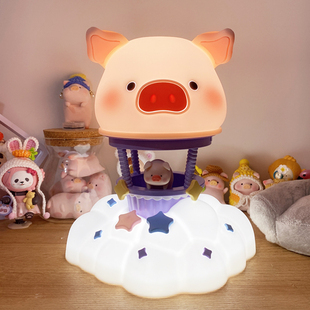 LuLu猪拍拍灯云端热气球小夜灯九木杂物社可爱的噜噜盲盒周边礼物