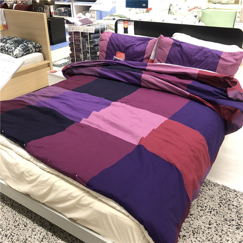 ikea宜家纯棉被套安斯莉娅黄色纯色简约单人双人被套床上用品