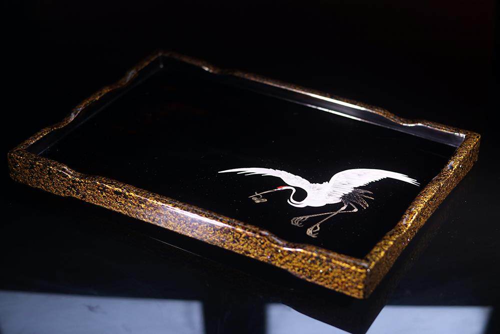 逐物漆器大漆托盘手工茶盘文盘黑金精工经典漆器