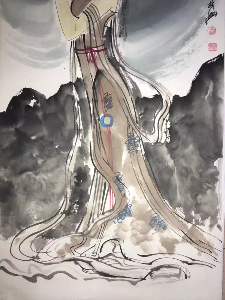 薛林兴 《貂蝉拜月》 人物画