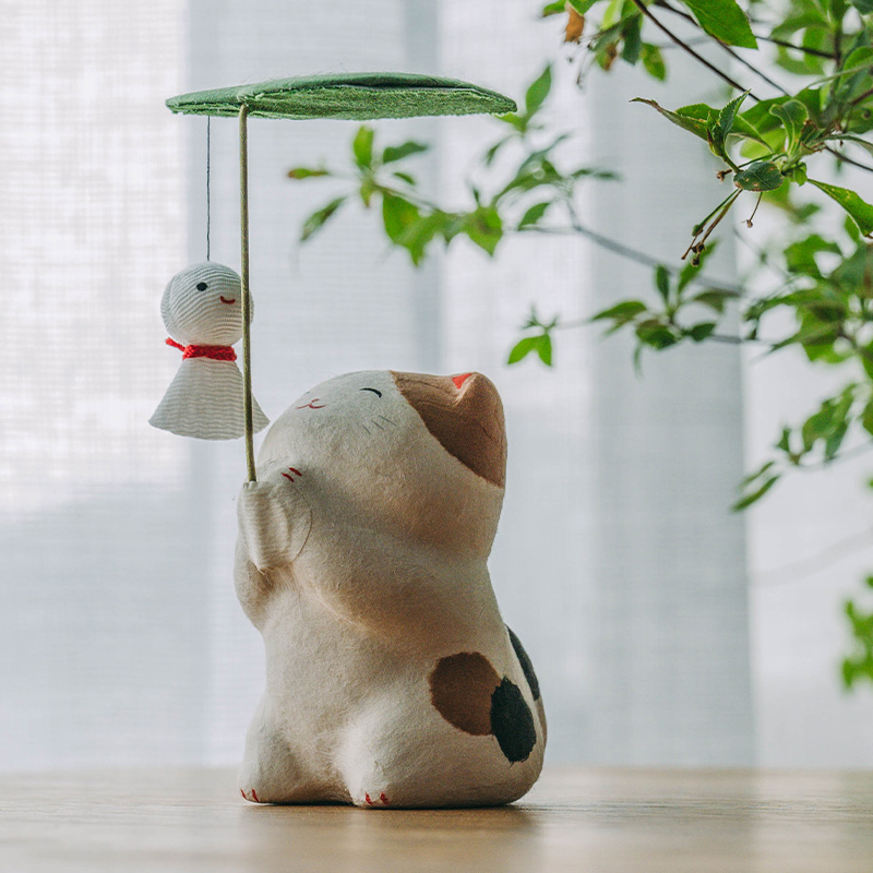西米集市日本进口龙虎作堂和纸创意车载摆件办公桌可爱猫咪兔礼物