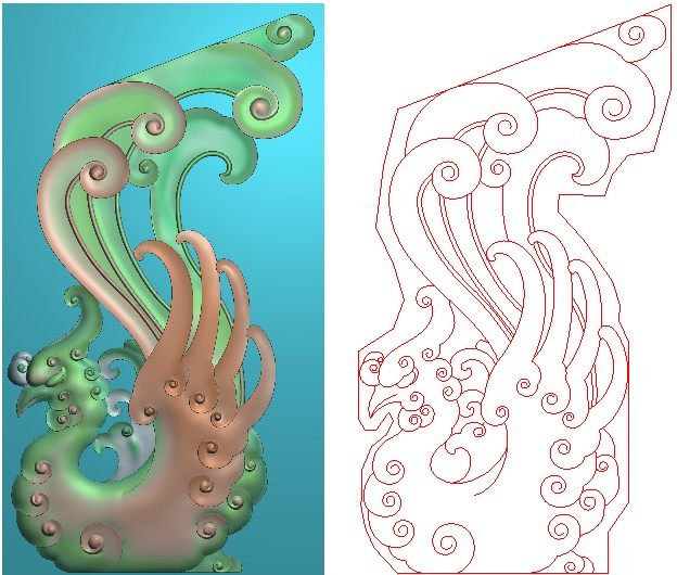 高清精雕凤凰灰度浮雕图电电脑精品草凤餐椅设计素材