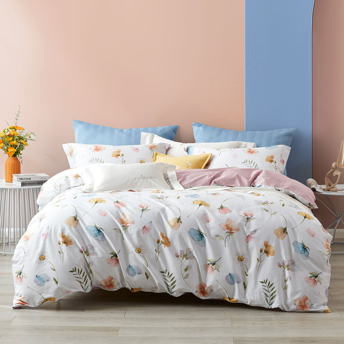 梦洁家纺官方旗舰店官网正品40s纯棉印花四件套学生宿舍床单碎花