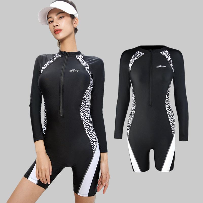 干式潜水服女保暖分体泳衣防晒冲浪服拉链水母衣厚长袖游泳衣套装