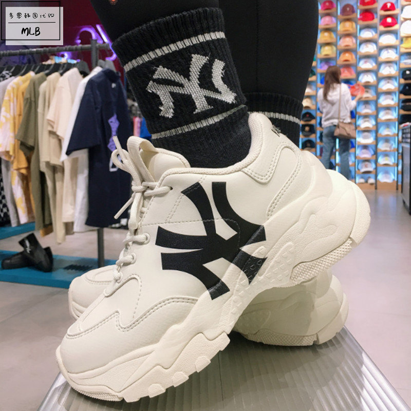mlb韩国新款ny满标鞋子联名厚底增高女鞋休闲运动鞋老爹鞋32shcm