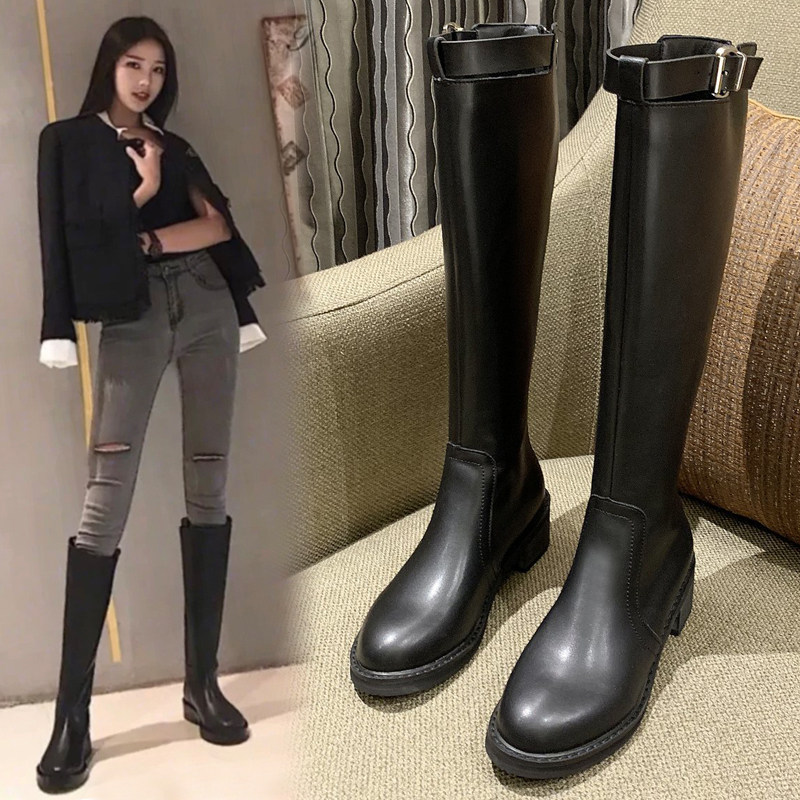 长筒靴女2021秋冬季新款韩版骑士靴网红百搭瘦瘦中高筒马靴长靴子