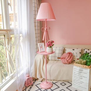 北欧风格公主儿童房少女客厅ins网红落地灯卧室床头粉色立式台灯