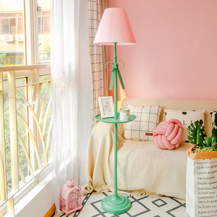 北欧落地灯置物架卧室客厅遥控创意ins立式可爱儿童房间高脚台灯