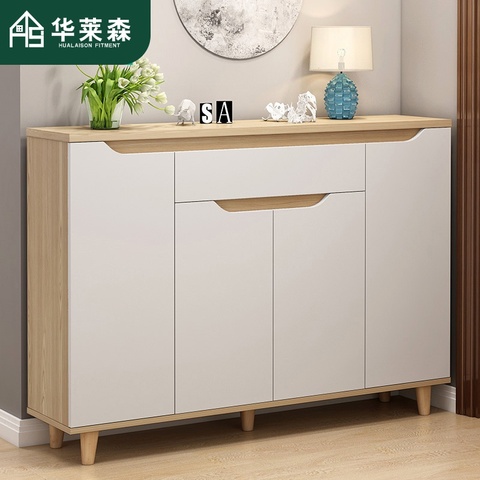 北欧鞋柜家用门口大容量玄关柜仿实木鞋柜简约现代阳台柜储物柜