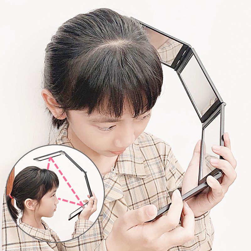 自己理发四面镜子可以看到后脑勺的照后脑勺可折叠便携式随身后