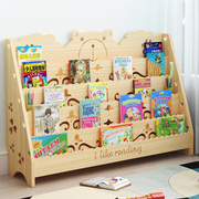 Solid wood children's bookcase floor bookshelf mobile pulley home kindergarten baby storage economical picture book rack