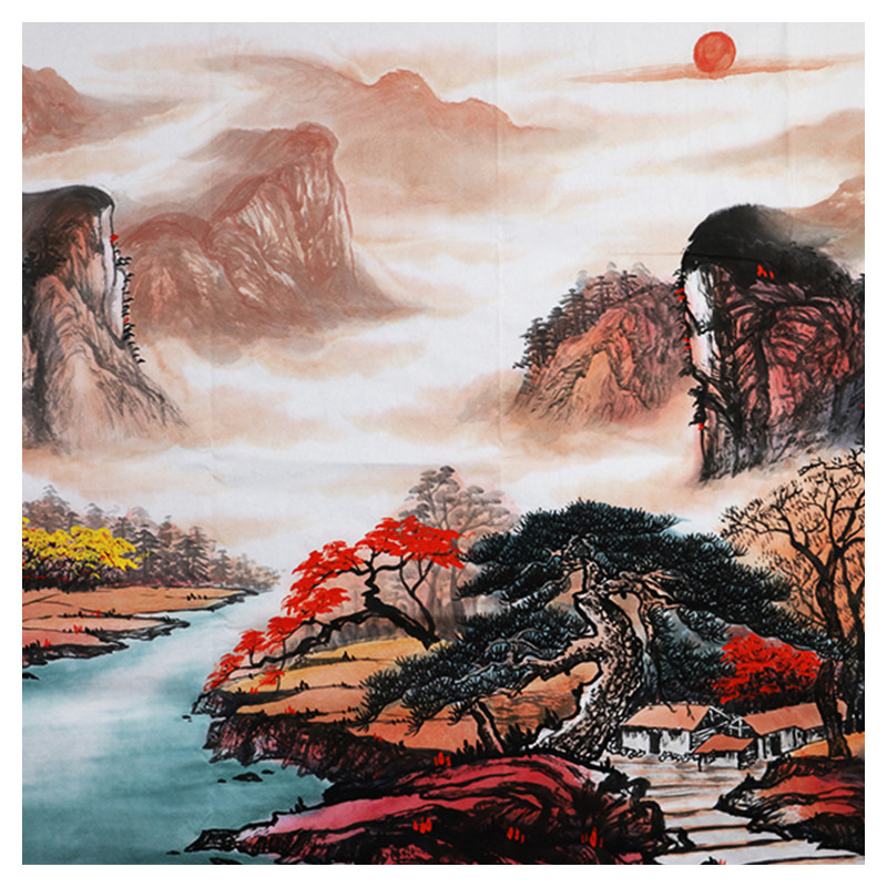 周国耀《旭日东升》广西西林画院常务副院长 国画山水教师