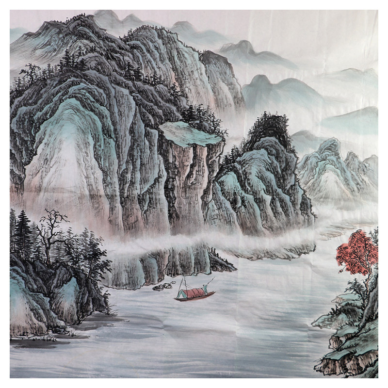 王慧《江川云泉图》职业画家