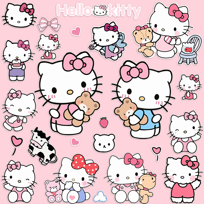 卡通可爱hello kitty猫行李箱贴纸笔记本电脑手机水杯ipad贴画