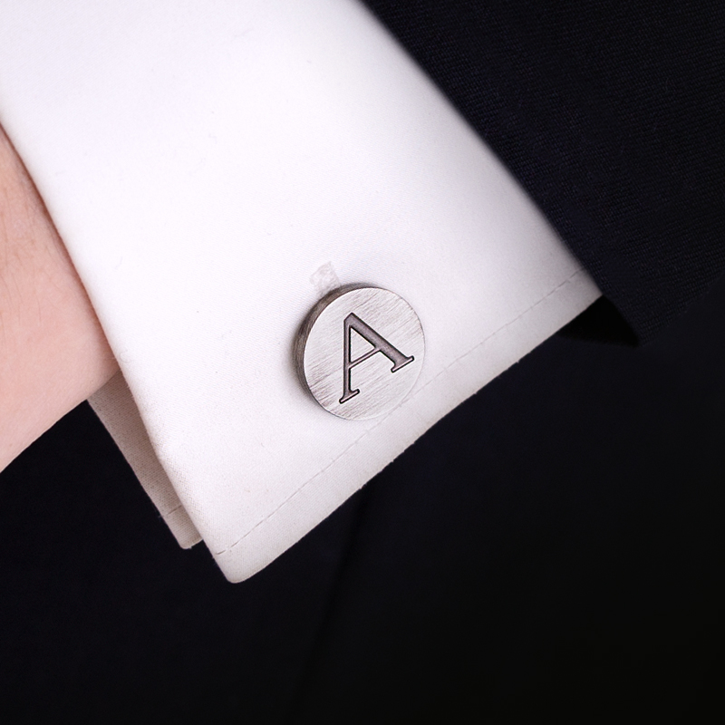 复古做旧字母袖扣男士定制袖口扣法式衬衫衣袖口钉袖钉 Cufflinks