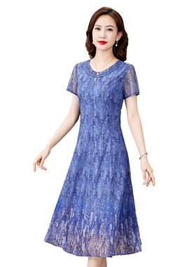 温州去看看香妮芬旗舰店香妮芬红色漂亮洋气中年妈妈台湾纱连衣裙女