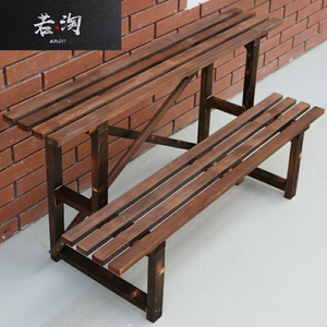 阳台花架子室内多层阶梯置物架户外防腐木种菜架子加厚碳化大架子