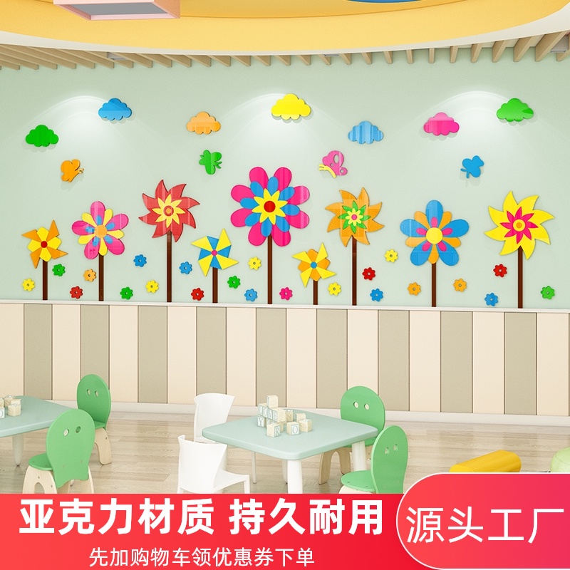 幼儿园走廊墙面环创踢脚线墙贴教室装饰3d早教美术培训机构墙脚线