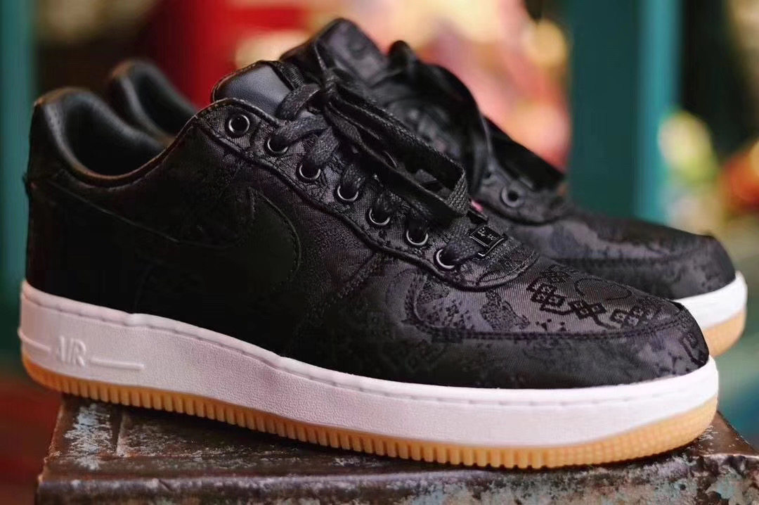 clotxfragmentxnikeairforce1黑丝绸空军一号球鞋低帮鞋