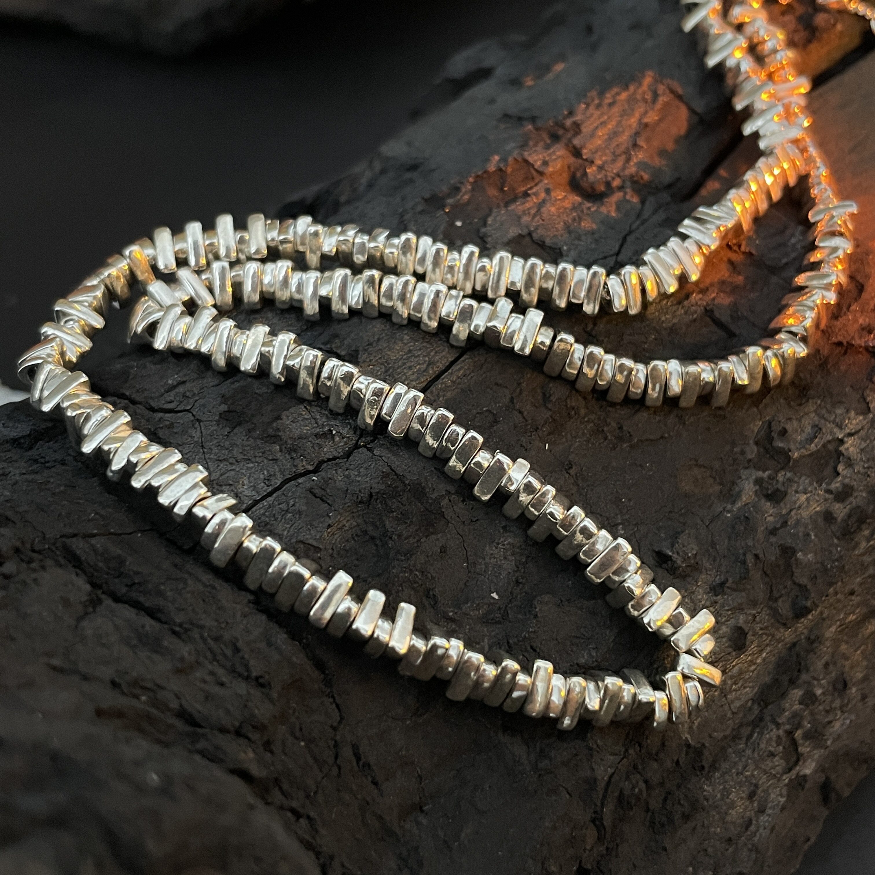 9小宝上新浮力 s925银三角实心碎银子项链n09119 45cm  31.5g