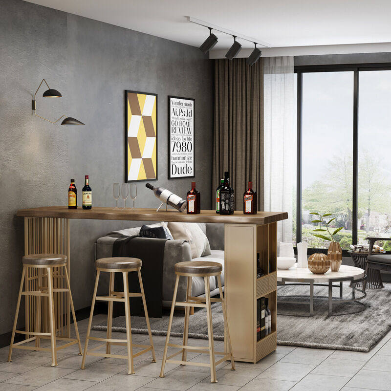 吧台桌实木酒吧桌阳台北欧靠窗现代吧台桌家用客厅隔断轻奢实木玄
