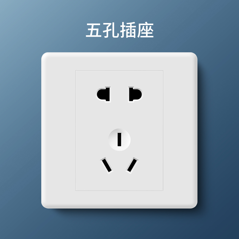 2元德力西120型开关插座眼十孔大面板2元86型双开关插座布线下线双联
