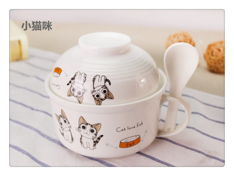 创意微波陶瓷碗家用大号个性可爱便当饭盒成人食堂打饭碗带有盖子在类目 餐饮具, 餐具, 碗中 - 来自Buy2taobao.com提供专业的淘宝代购服务